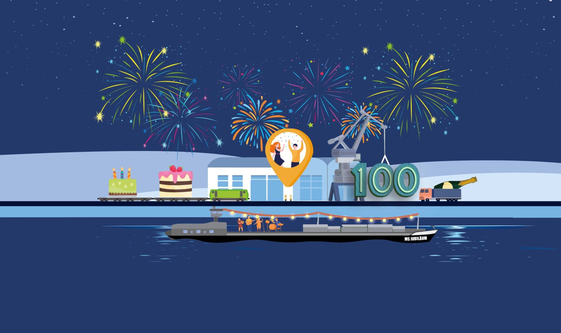 Grafik bayernhafen 100 Jahre Jubiläum